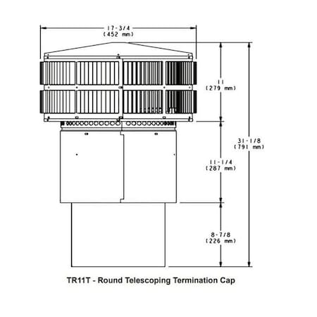 Majestic Pet Majestic TR11T-B Round Telescoping Termination Cap with Storm Collar TR11T-B